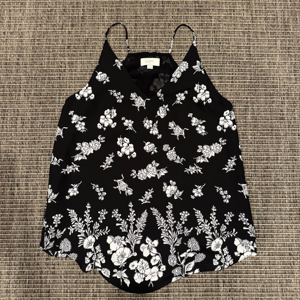 LOFT Black and White Graphic Fitted Camisole